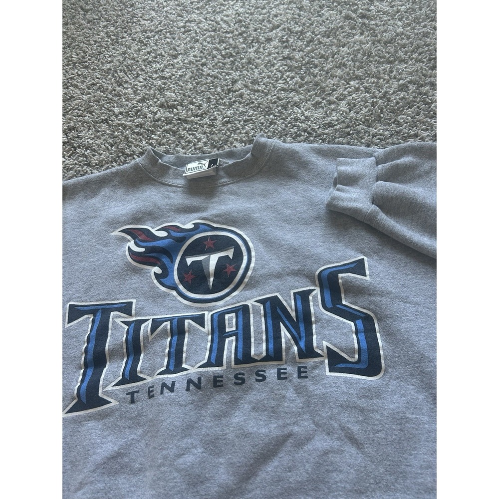 Y2K Puma Men's Tennessee Titans Gray Long Sleeve Crewneck Pullover Size Large